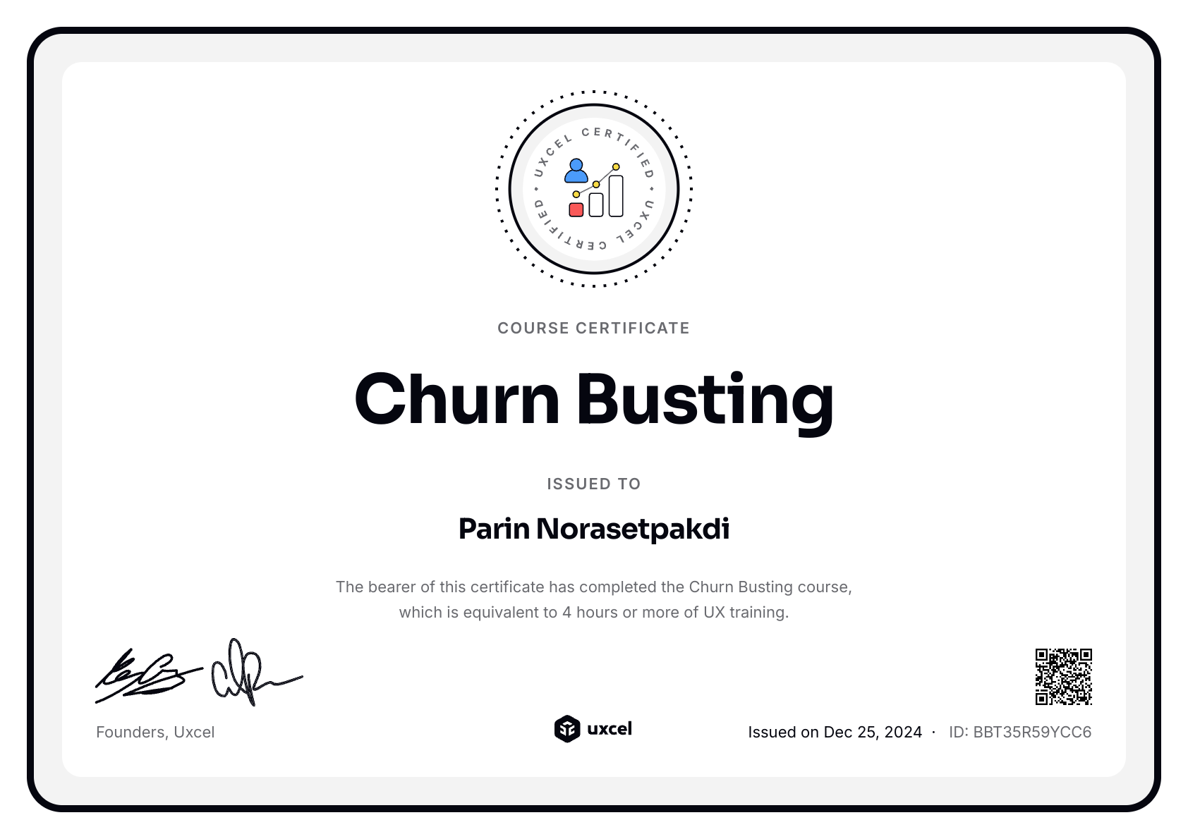 Parin Norasetpakdi's certificate